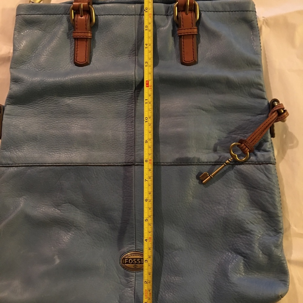 Fossil Blue Leather Messenger Bag